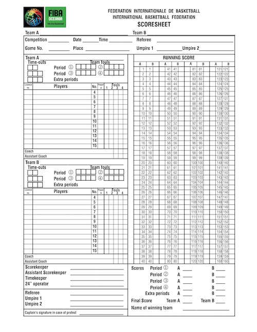 Basketball Score Sheet Free To Download And Print 